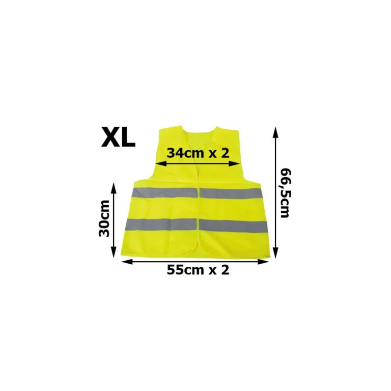 Fényvisszaverő közúti figyelmeztető mellény tépőzárral, sárga XL