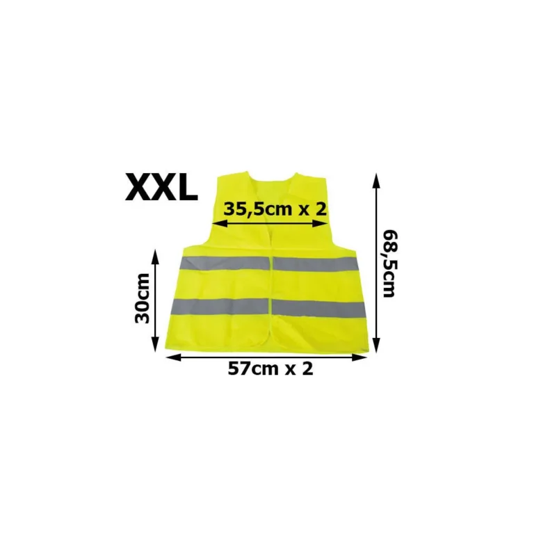 Fényvisszaverő közúti figyelmeztető mellény tépőzárral, sárga XXL