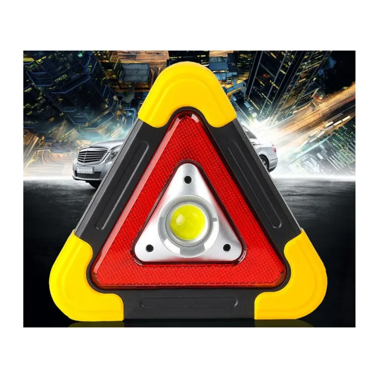 3 az 1-ben figyelmeztető autós háromszög zseblámpa és power bank funkcióval, USB töltés, 19cm x 20,5cm x 4cm, fekete-sárga