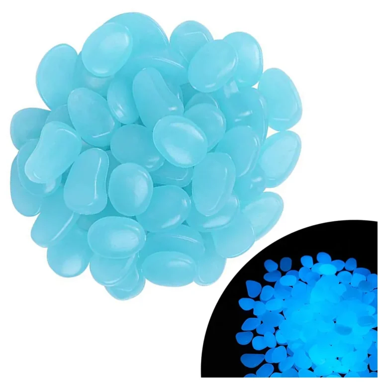 100 db fluoreszkáló díszkavics, 2 cm, kék