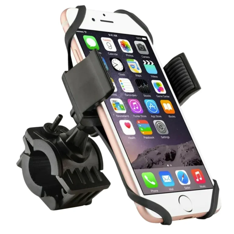Kormányra szerelhető kerékpáros telefontartó, univerzális, 5,5-9,5 cm között állítható kar, fekete