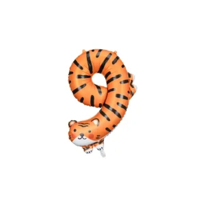 Fóliából készült születésnapi lufi "9" - Tigris 64x87 cm