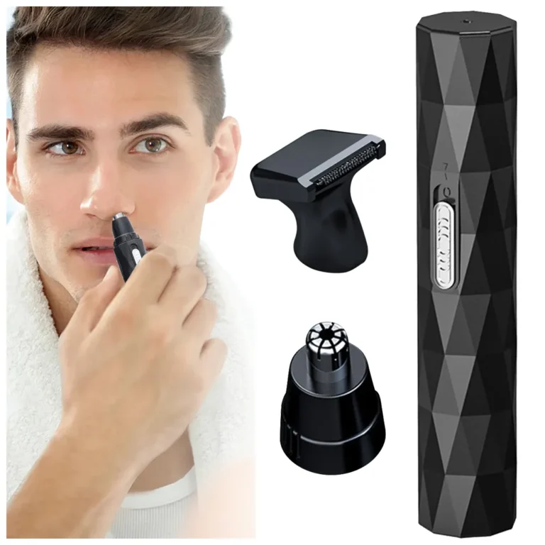 Újratölthető fül- orrszőr nyíró, férfi borotva 2 különböző fejjel, micro USB töltés, 13x2.5 cm, fekete