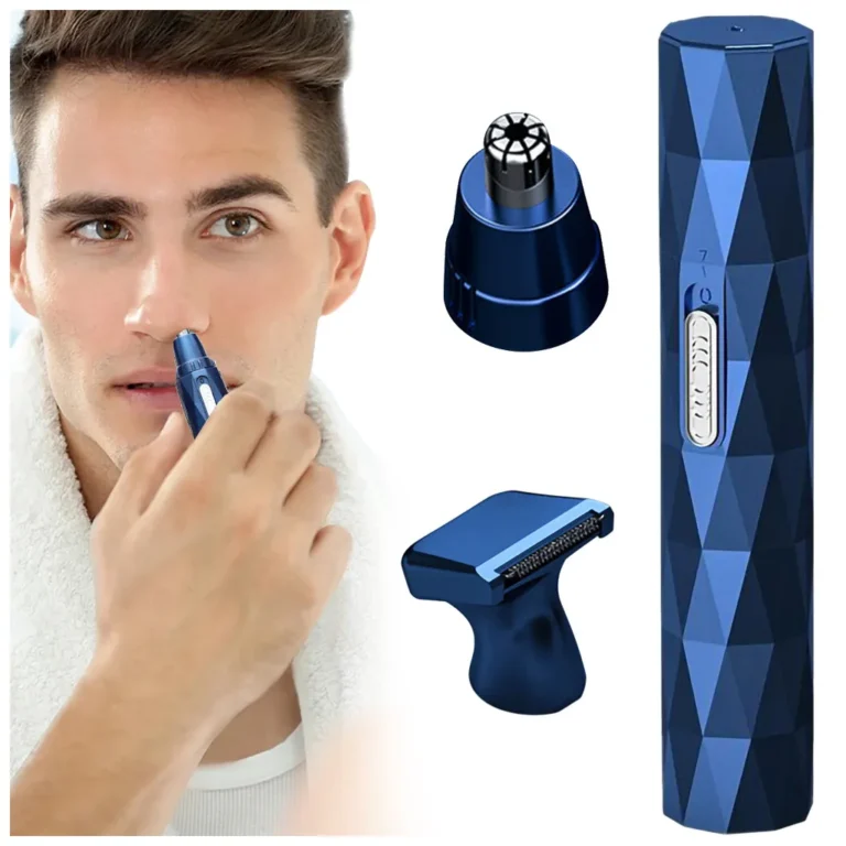 Újratölthető fül- orrszőr nyíró, férfi borotva 2 különböző fejjel, micro USB töltés, 13x2.5 cm, kék