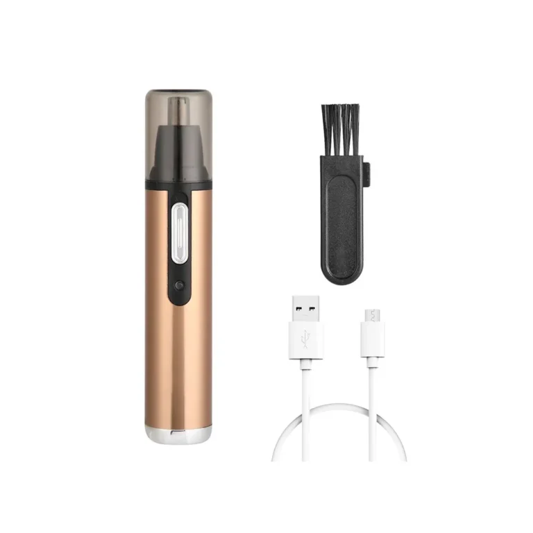 Újratölthető fül- orrszőr nyíró, férfi borotva, micro USB töltés, 12x2.5 cm, fekete-arany szín
