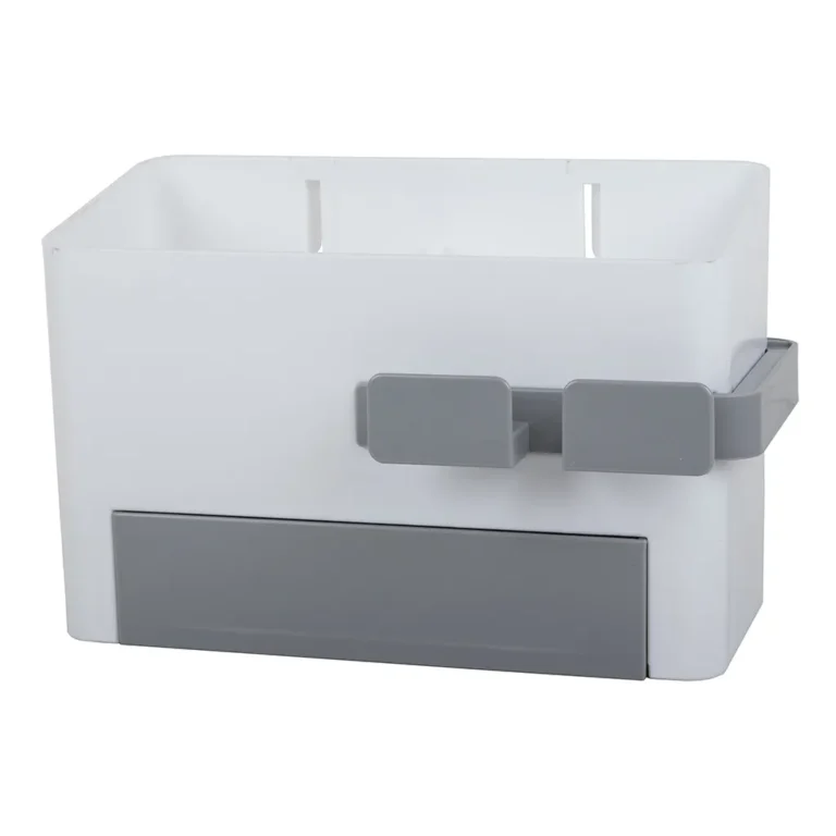 Univerzális fürdőszobai rendszerező, fiókos tároló, 15x23x10 cm, szürke-fehér