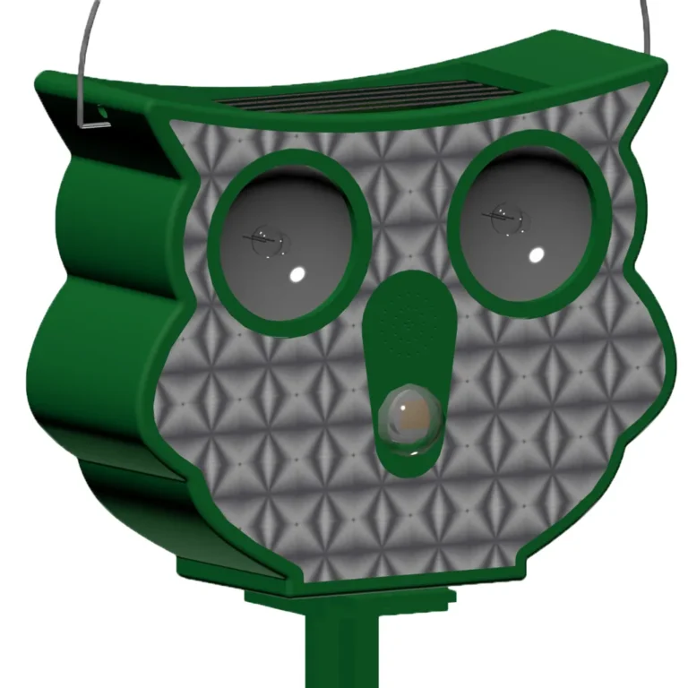 Genius Ideas bagoly alakú univerzális napelemes kártevő riasztó akkumulátorral GI-157898, zöld