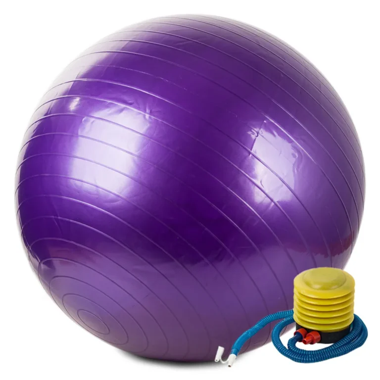 Gimnasztikai rehabilitációs labda pumpával, 65cm, lila