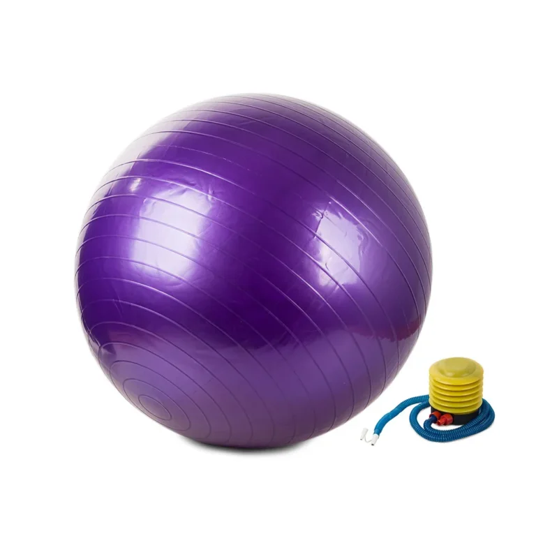 Gimnasztikai rehabilitációs labda pumpával, 65cm, lila
