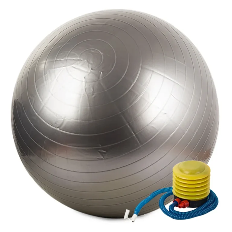 Gimnasztikai rehabilitációs labda pumpával, 65cm, ezüst szín