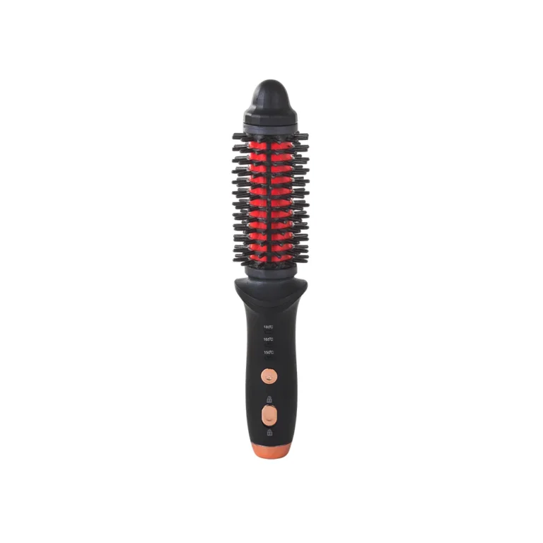 Kerámia hajformázó kefe, USB, piros-fekete, 22 cm