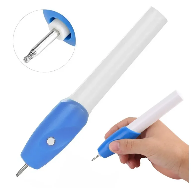 Gravírozó  toll 2 db gravírozó heggyel, akkumulátorral, 16cm x 3cm, kék-fehér