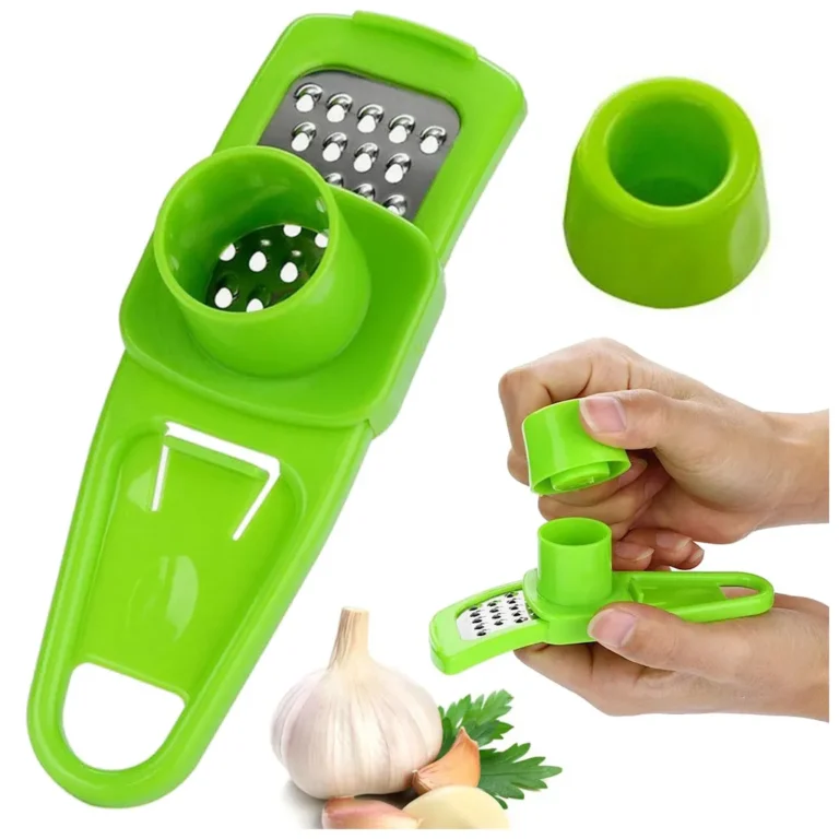 Kompakt konyhai fokhagyma/gyömbér/dióreszelő ujjvédővel, zöld, 1,,5x4x4 cm