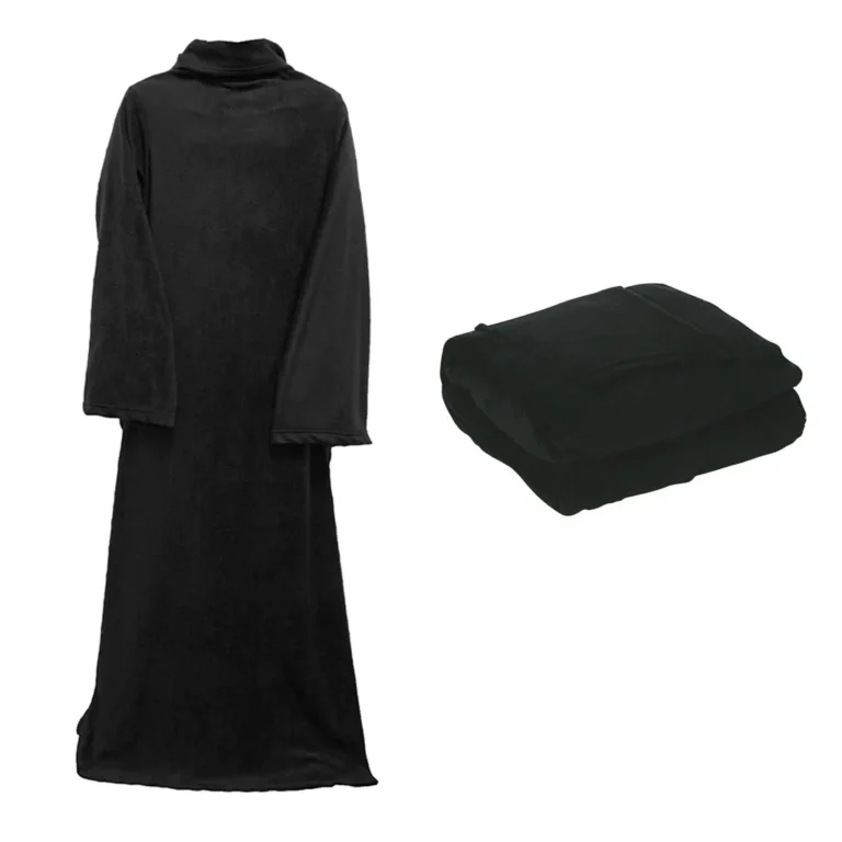 Gyapjú takaró, túlméretezett köpeny XXL, 138cm x 180cm, fekete