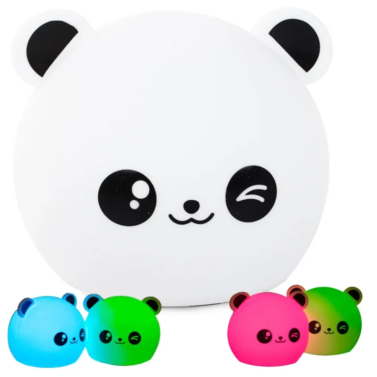 Panda alakú éjszakai fény 5 színárnyalatú világítással, 12.5x9.5x9 cm, fehér