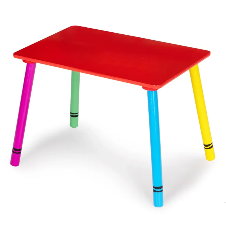 Ecotoys színes fa gyermekasztal (60x40x43.5 cm) 2 db székkel