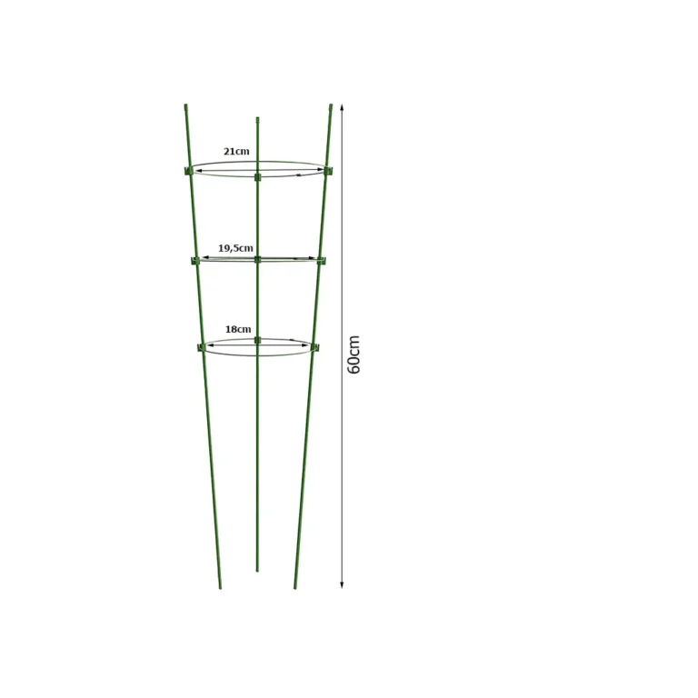 Gyűrűs növénytámasz cserpes növényhez, zöld, 60 cm