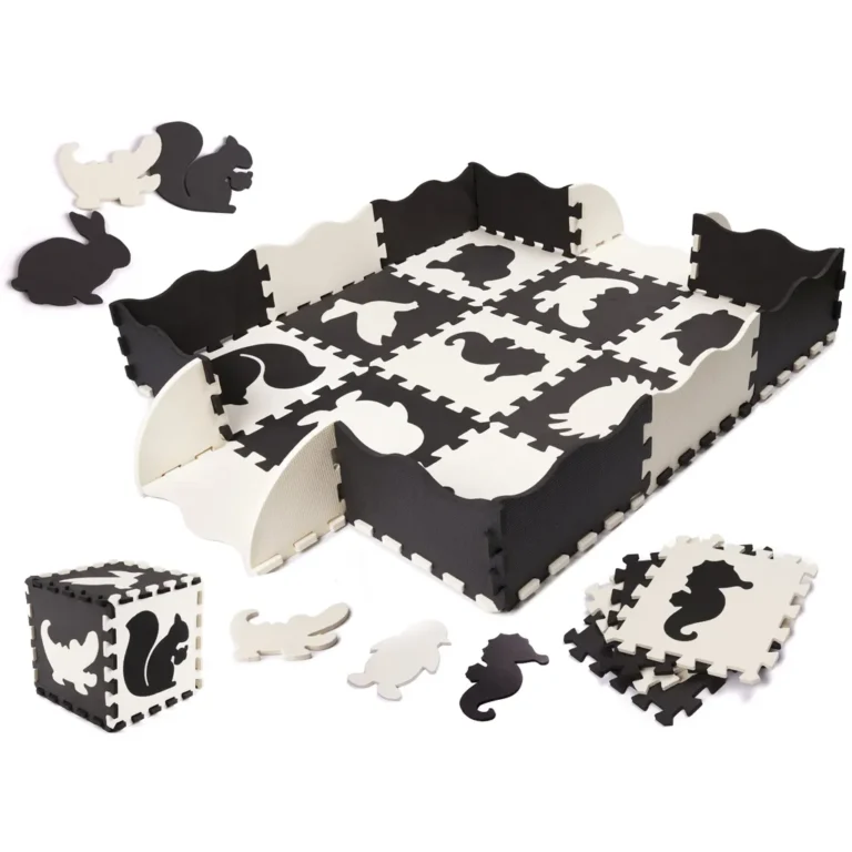 Habszivacs kirakó szőnyeg/játszószőnyeg gyerekeknek, 25 db-os, fekete-fehér
