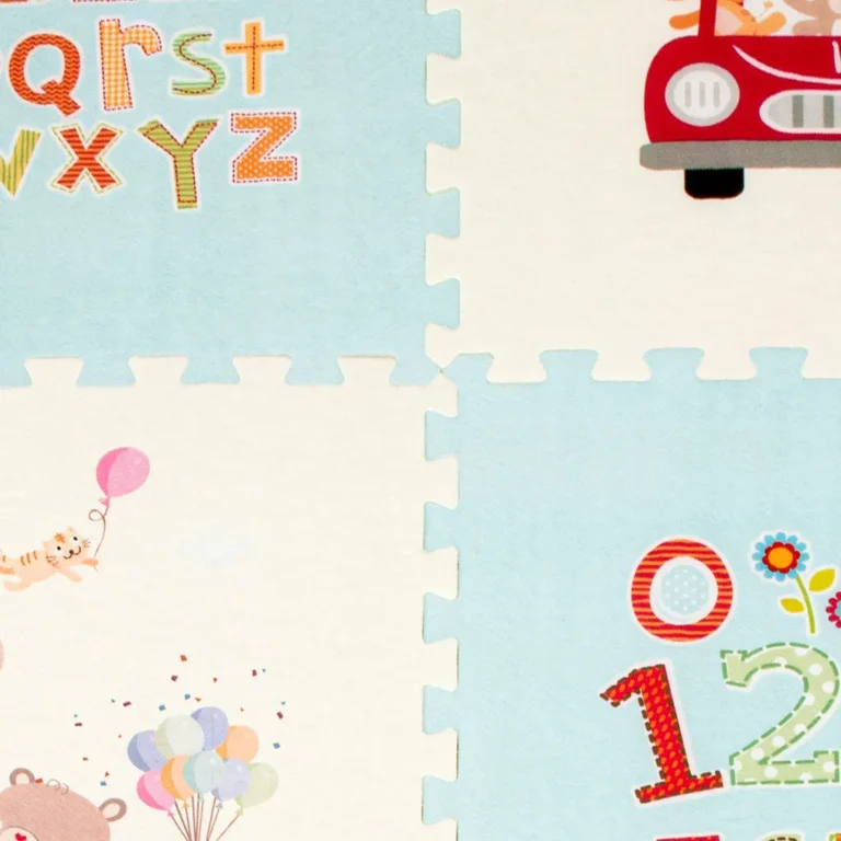 Habszivacs puzzle szőnyeg gyerekeknek 177x118x1.3cm, számok-betűk, 6db-os készlet