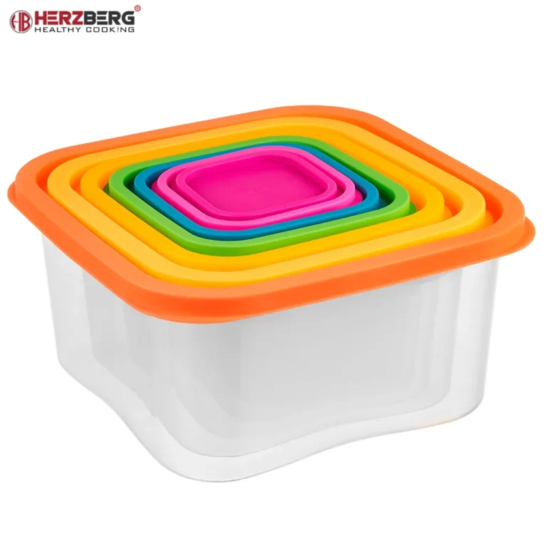Herzberg 7 az 1-ben fedeles ételtároló készlet, BPA mentes, 4000/2400/1500/880/500/300/160 ml, többszínű