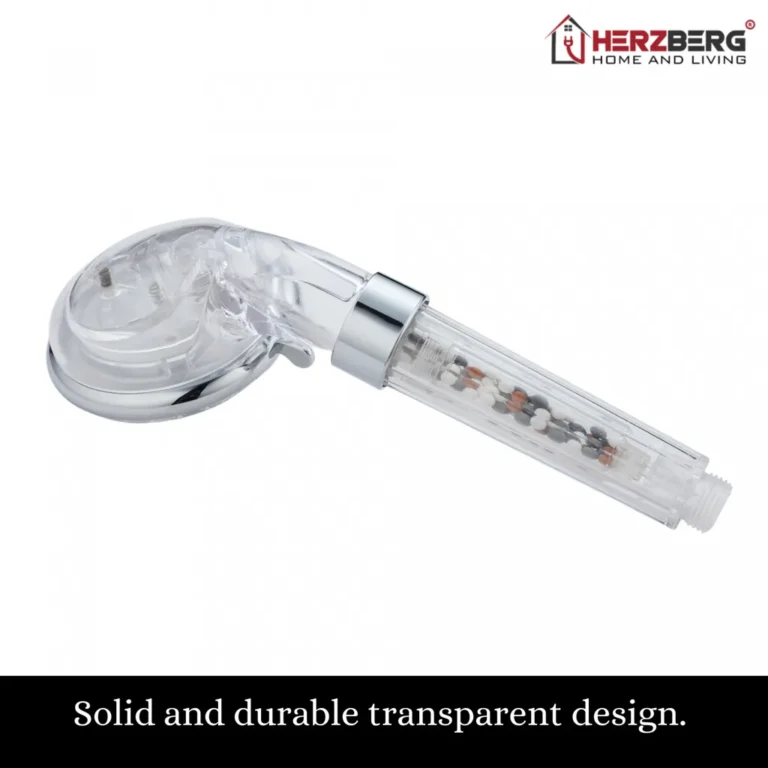 Herzberg Antibakteriális zuhanyfej vízszűrő ásványi gyöngyökkel, 4 mód, ABS, átlátszó-ezüst szín