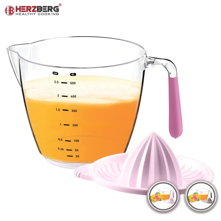Herzberg 2 az 1-ben citrusfacsaró és mérőedény, BPA-mentes, 500 ml, lila