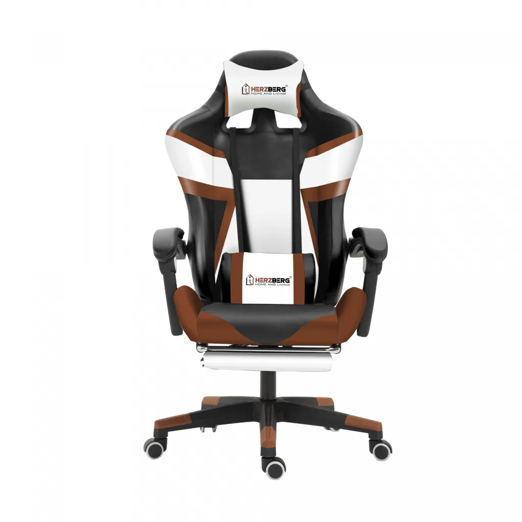 Herzberg Tri-Color gamer- irodai forgószék T-alakú mintával, dönthető háttámlával, nyak- és derékpárnával, többféle színben