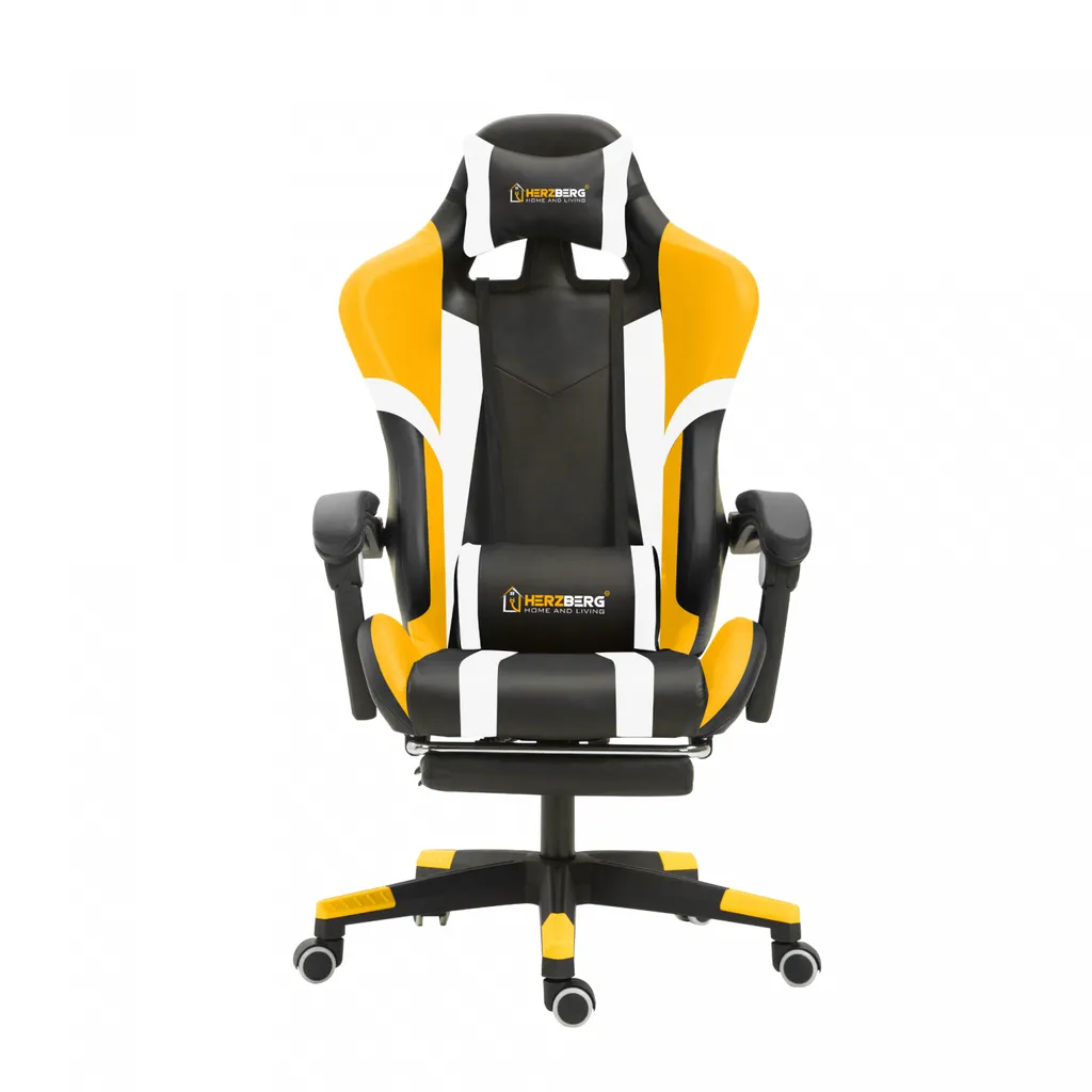 Herzberg Tri-Color gamer- irodai forgószék T-alakú mintával, dönthető háttámlával, nyak- és derékpárnával, többféle színben