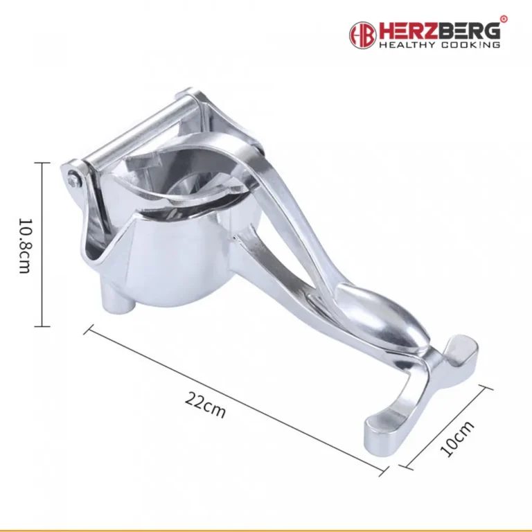 Herzberg HG-8108: alumínium kézikönyv citromfacsaró, 22 cm x 10 cm x 10,8 cm, króm/szürke szín