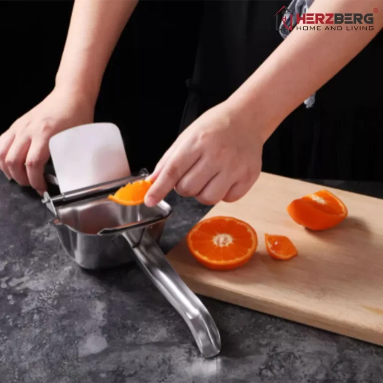 Herzberg rozsdamentes acél citrusprés ergonomikus fogantyújával, ezüst szín