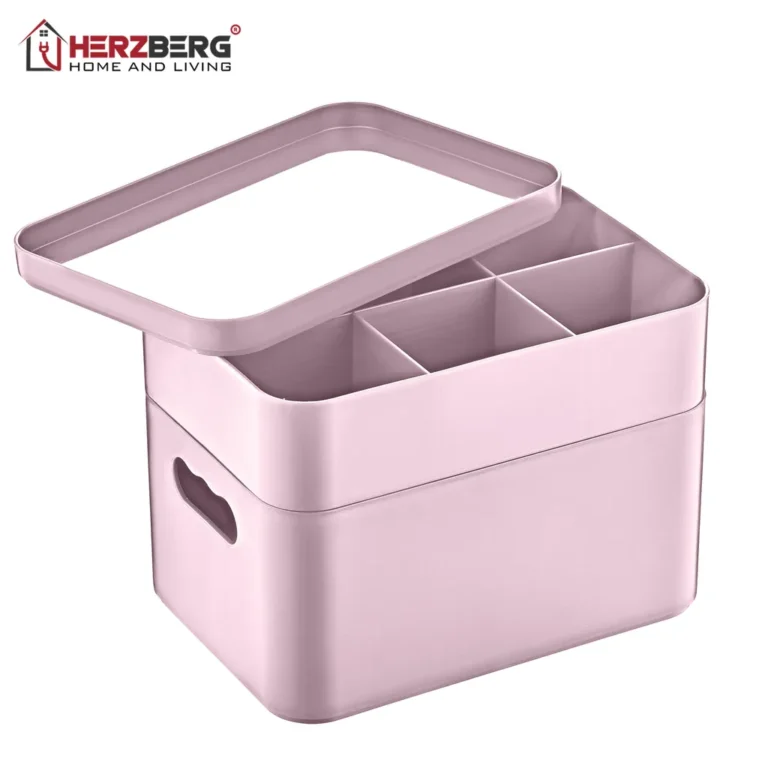 Herzberg Kétszintes szervező, fiókrendező tárolódoboz, rózsaszín