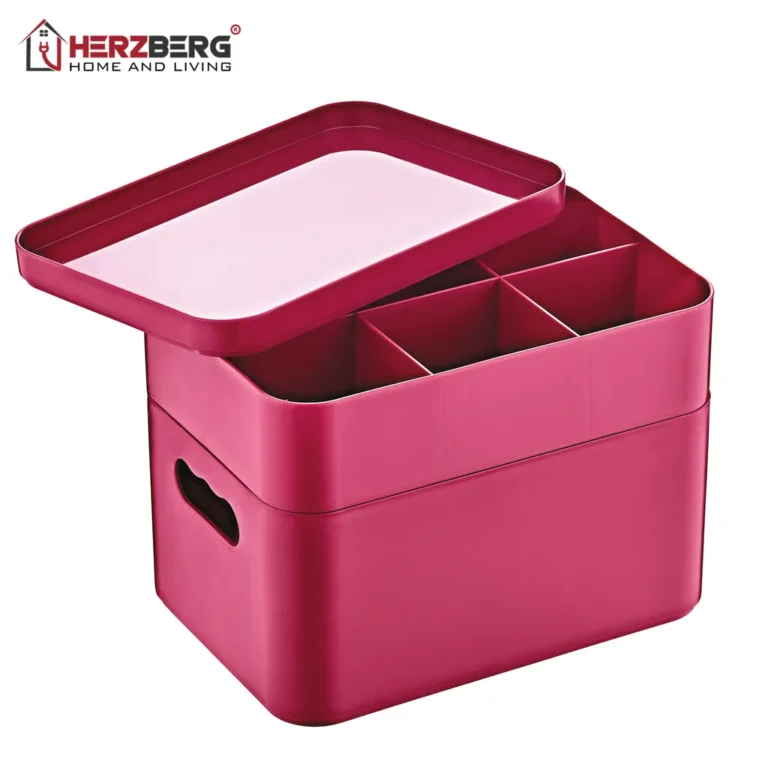 Herzberg Kétszintes szervező, fiókrendező tárolódoboz, rózsaszín