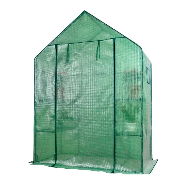 Herzberg Walk-In üvegház ablakokkal, 6 polccal, acél vázzal, 143x73x195 cm, zöld