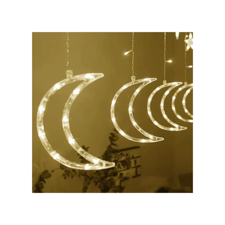 Hold-csillag fényfüggöny, karácsonyi fény, 4m 96 LED, meleg fehér