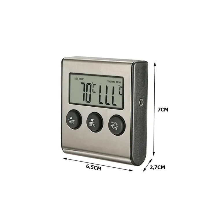 Digitális hús hőmérővel LCD kijelzővel, 6.5cm x 2.7cm x 7cm, ezüst szín