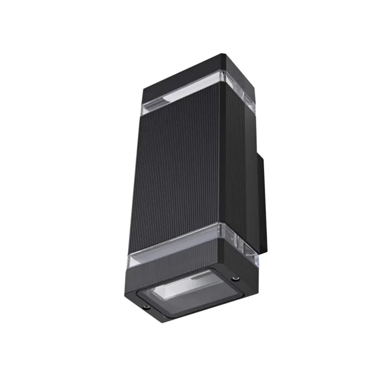 Időjárásálló, falra szerelhető aluminium lámpa, fekete, 23x11x6,5 cm