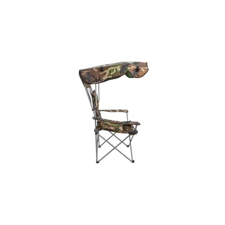 Horgász szék árnyékolóval, pohártartóval, terepmintás, max. 130 kg, 92x130 cm