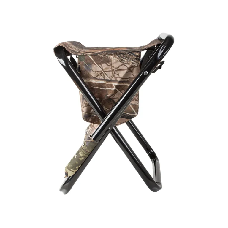 Összecsukható horgász- kemping- túra szék háttámlával, tárolóval, 70x42 cm, erdő minta