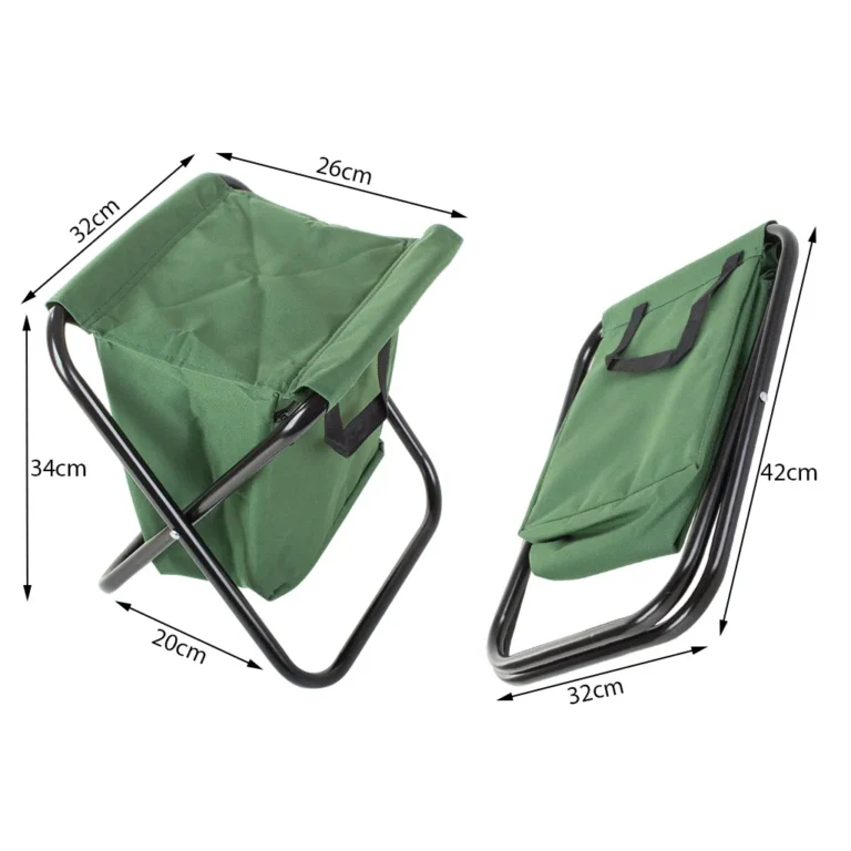 Összecsukható horgász- kemping- túra szék termikus tárolótáskával, 34x32 cm, zöld
