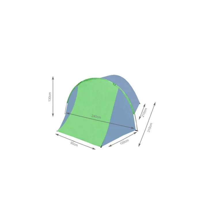 Igloo Kempingsátor előtérrel, 2-4 személyes, 310x240x130 cm, zöld/szürke