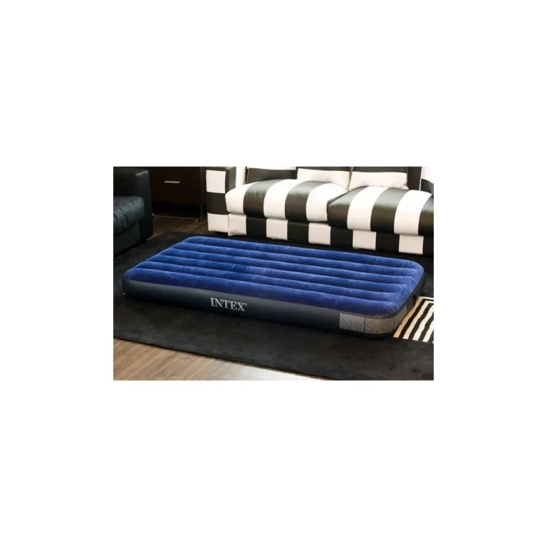 Felfújható matracágy, bársonyos felület, 191x76x25 cm, kék