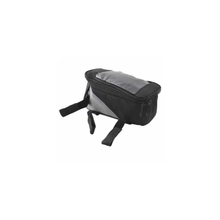 Vázra szerelhető kerékpáros táska, vízálló, 18,5x9,5x10 cm, fekete-szürke