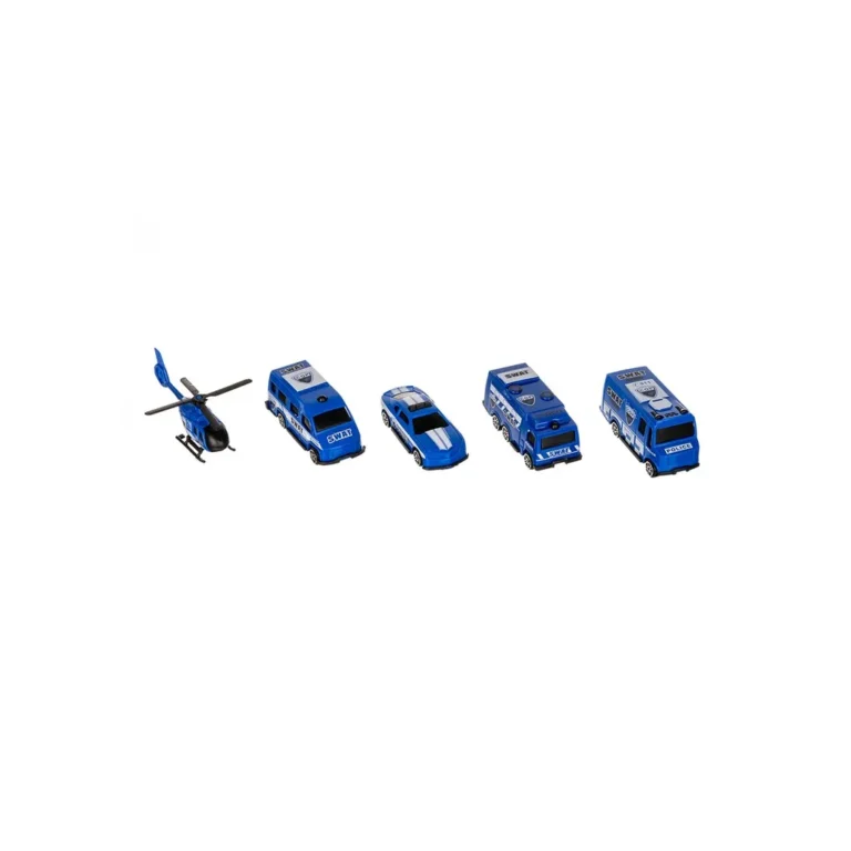Iso PoliceTrain Játékvasút készlet autókkal, kiegészítőkkel, 92 db-os szett, kék