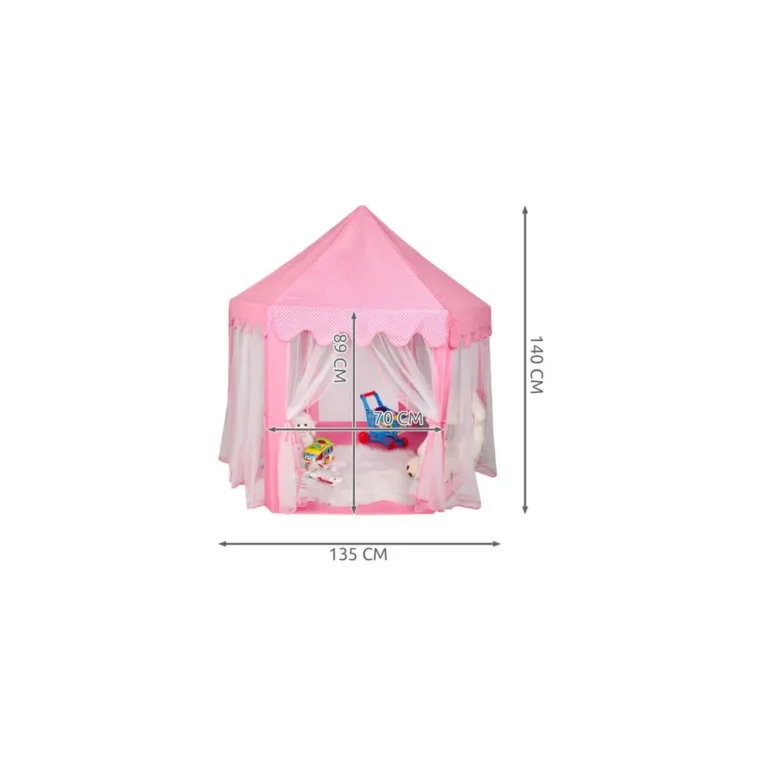 Iso Trade Gyermek játszósátor, mesebeli kastély, 89 cm, rózsaszín