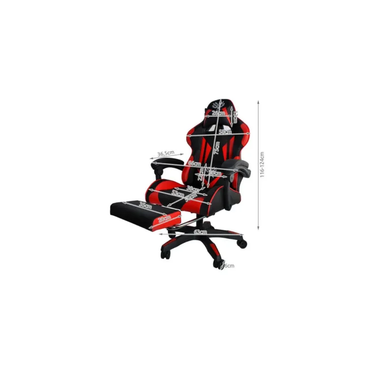 Iso Trade gamer szék, max. 180kg, fém, EPE hab, műbőr, szilikon, fekete / piros