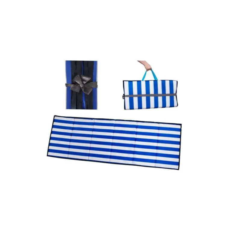 IsoTrade Strand matrac, PVC, összecsukható, 2x205x70cm, kék / fehér szín