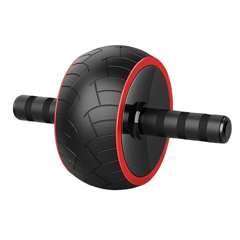 Fitnesz kerék edzőszőnyeggel, 19cm átmérő, fekete/piros