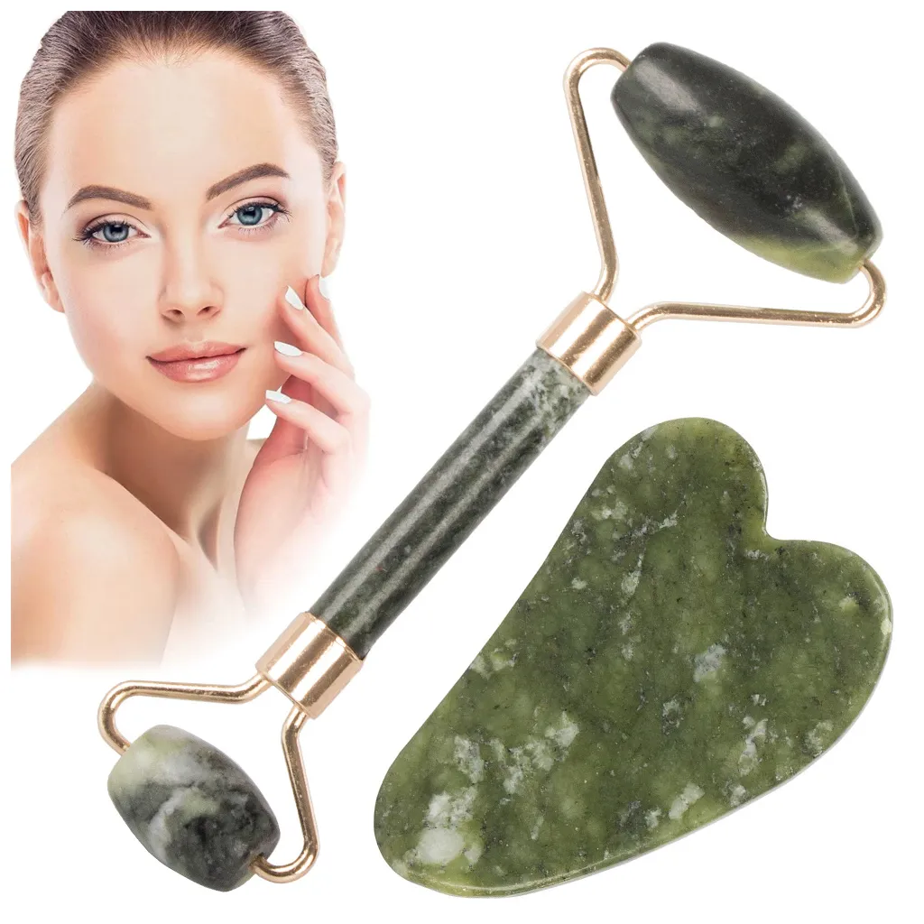 Kétvégű görgős jade arc- és nyakmasszírozó, 13.5cm, többféle színben