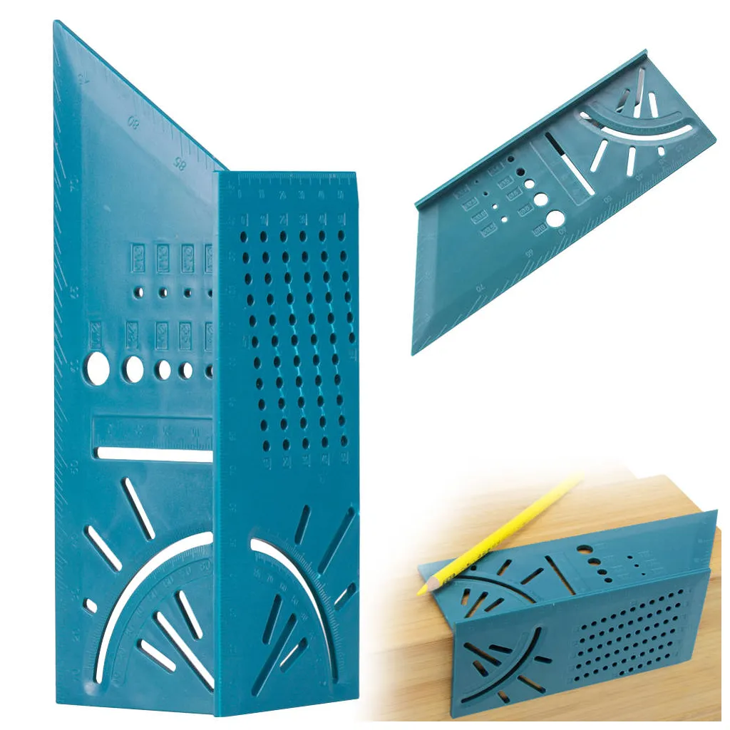 Asztalos sarokszög, 3D-s mérősarok, 20 cm, kék