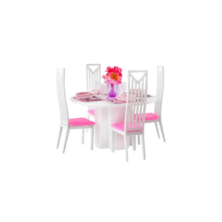 Játék étkezőasztal és szék készlet kiegészítőkkel, 29 cm-es babához, 20×21×5 cm
